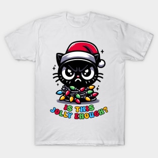 Is this Jolly Enough ? Black Cute Cat T-Shirt